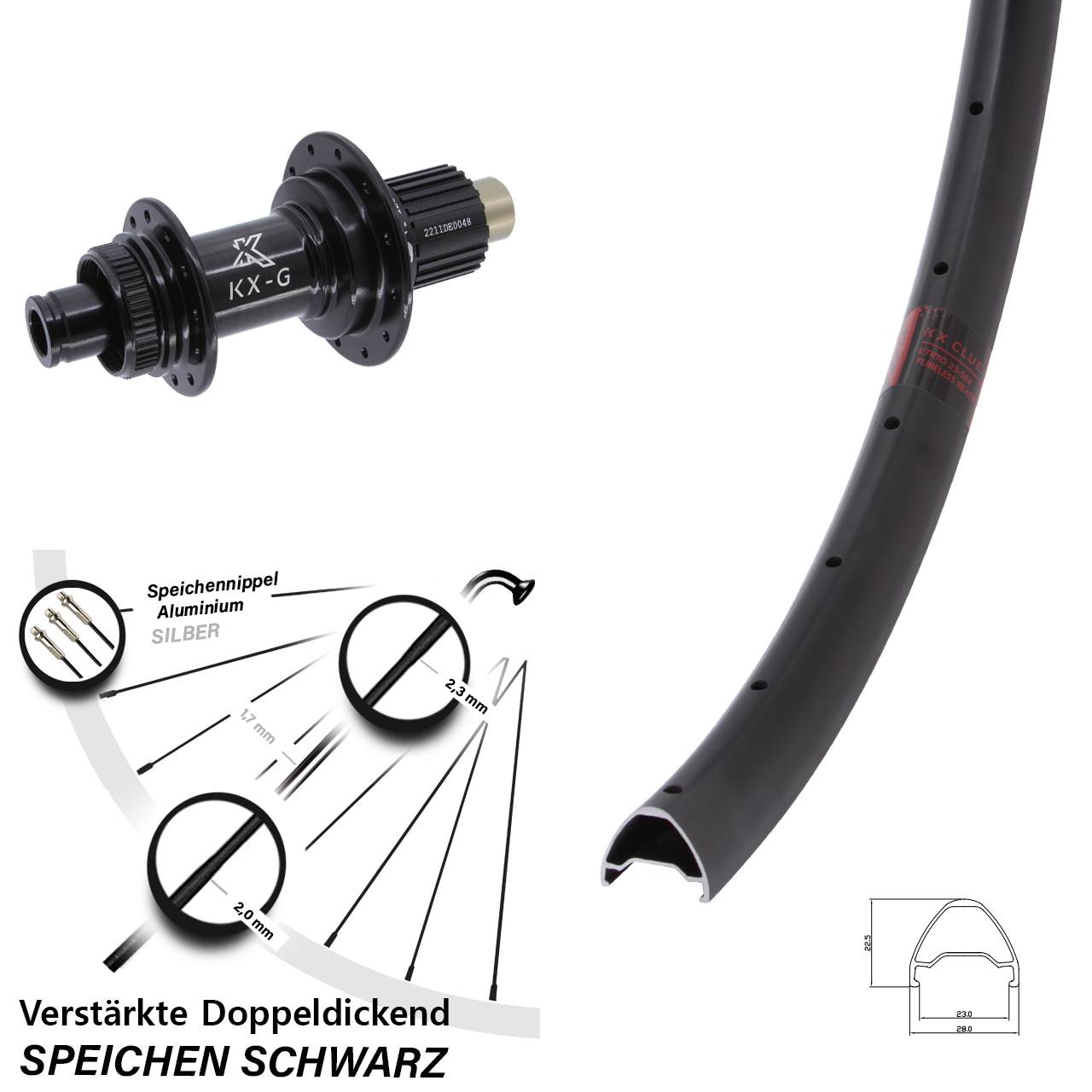 Centerlock Hinterrad 27,5 Zoll KX-G Clue Steckachse Micro Spline 12x142