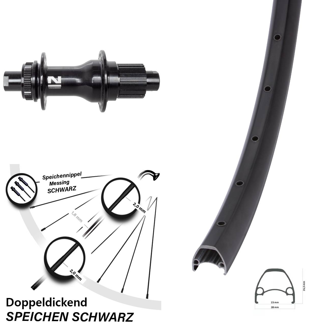 Ambrosio Sport Novatec D792 28 Zoll Hinterrad Centerlock 12x142 Micro Spline