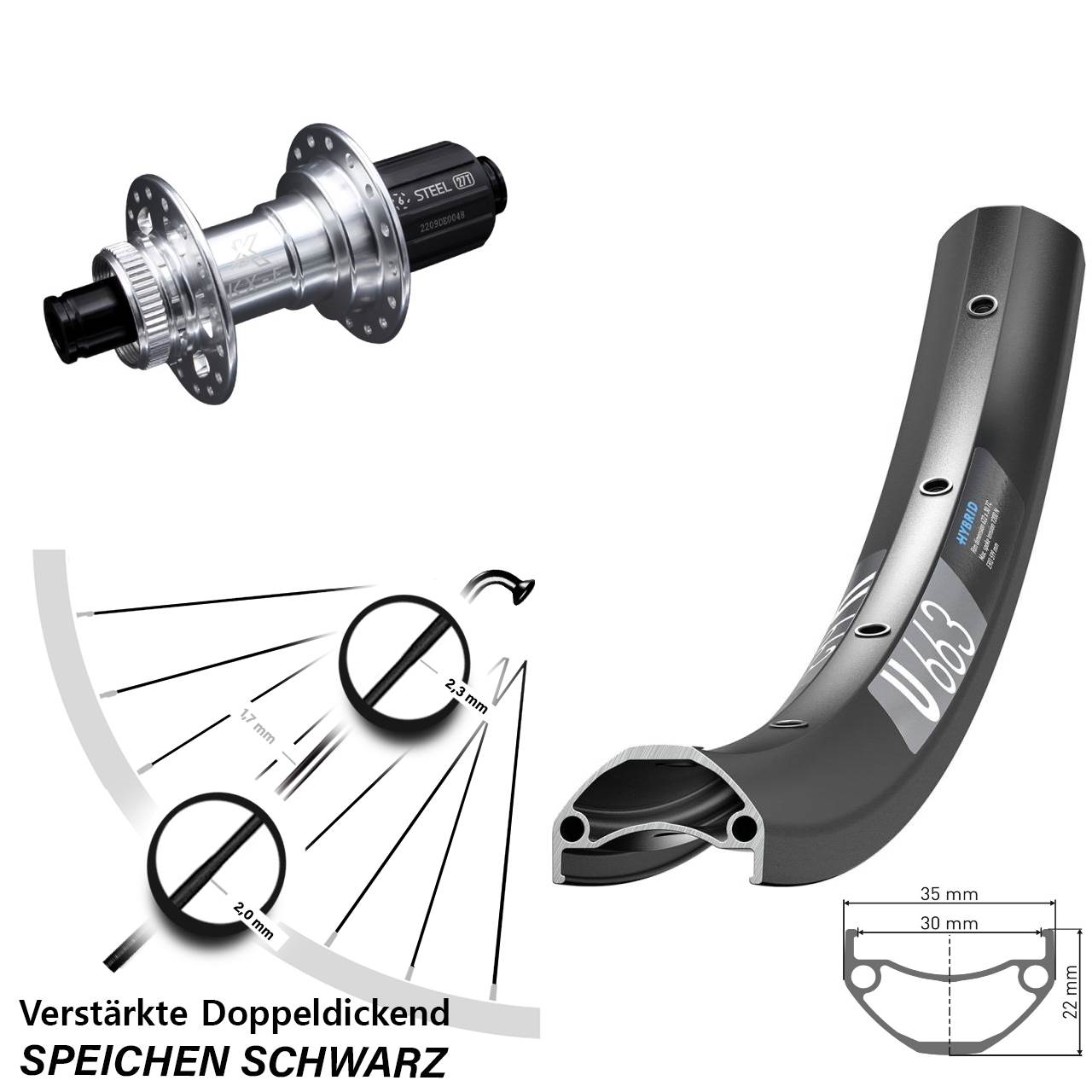 DT Swiss U 663 KX-E Stahlachse Disc 29 Zoll Laufrad 12x142 8-12 fach HG