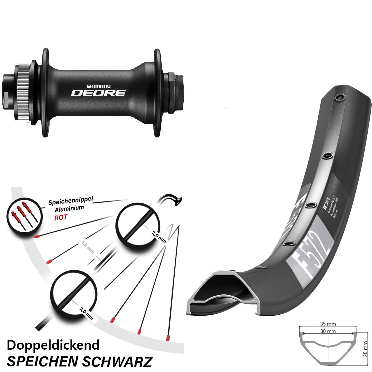 DT Swiss F 572 Shimano Deore 29 Zoll Disc Vorderrad 15x110 Boost