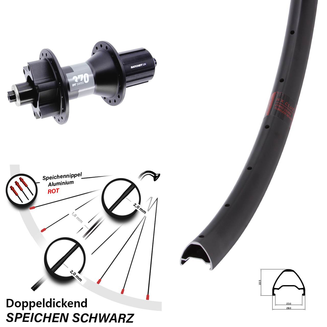 Boost Disc Laufrad QR 28 Zoll KX Clue DT Swiss 370 8-11 fach HG