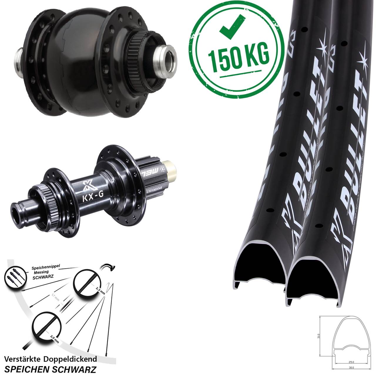 28 Zoll KX-G Bullet OS SON 28 Laufradsatz Centerlock 12x100/142 Campagnolo N3W