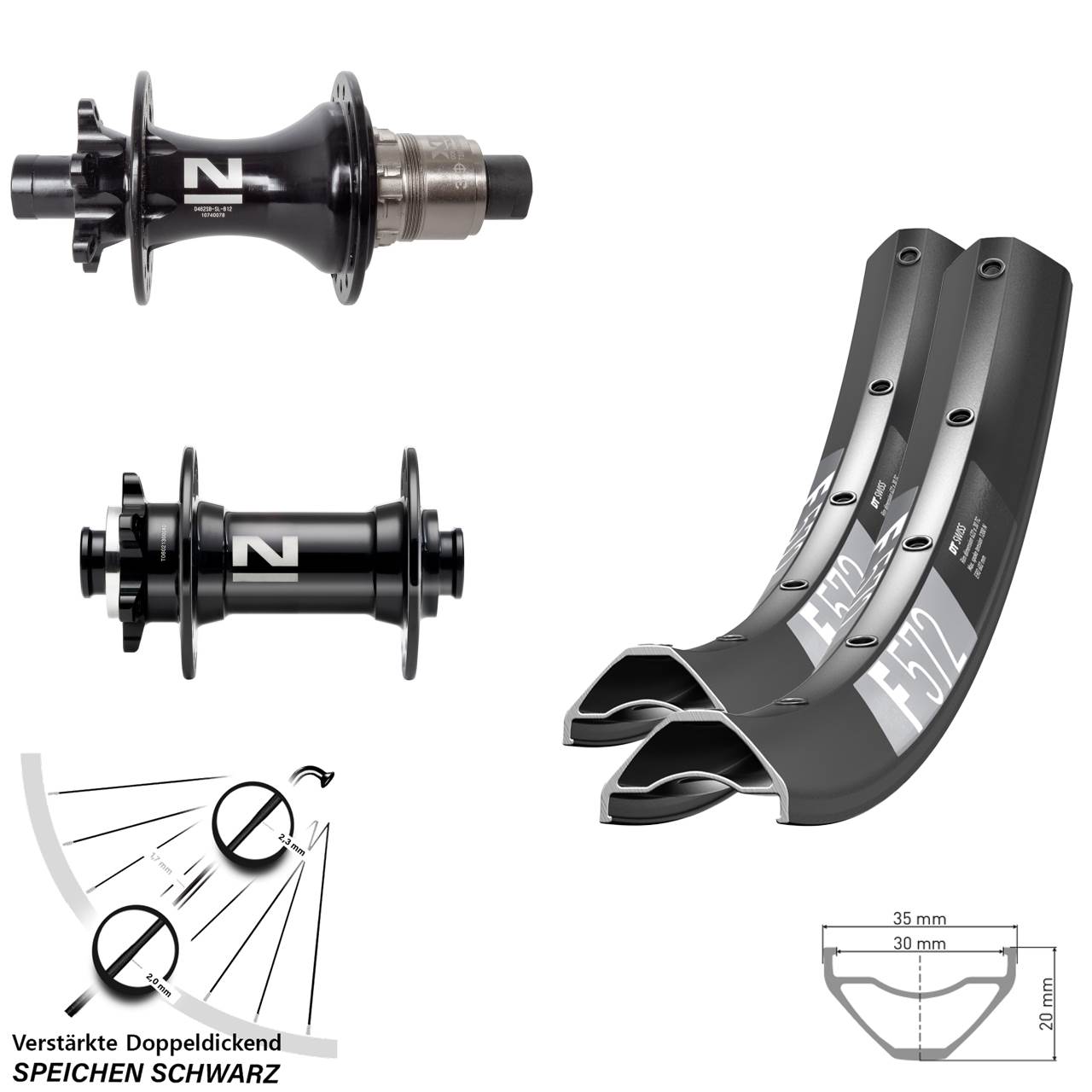 DT Swiss F572 Novatec D041SB D462 27,5 Zoll 6-Loch Laufradsatz Boost XD 11-12 fach