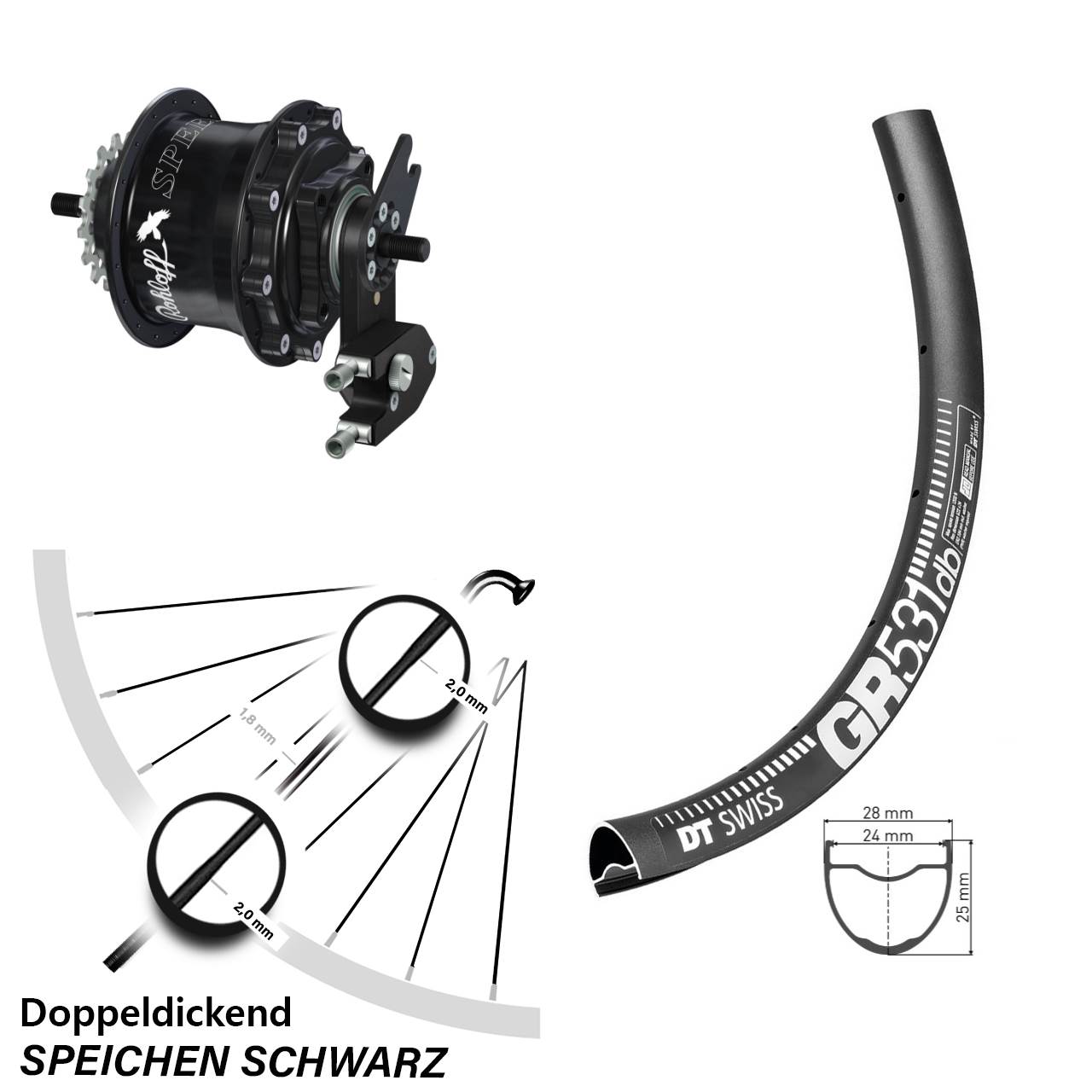 Hinterrad 27,5 Zoll DT Swiss GR 531 Disc Rohloff Speedhub 500/14 TS DB OEM2 schwarz