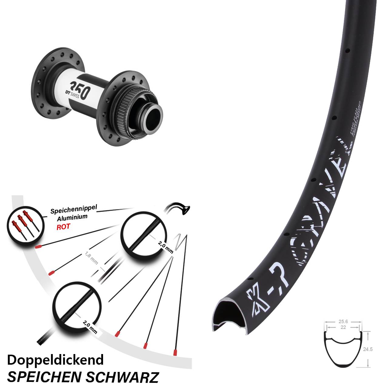 KX-R Gravel DT Swiss 350 28 Zoll Disc Laufrad 15x100