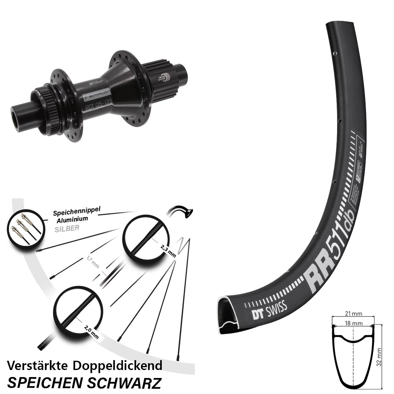 Disc Laufrad 12x142 28 Zoll DT Swiss RR 511 370 Hybrid Shimano Micro Spline