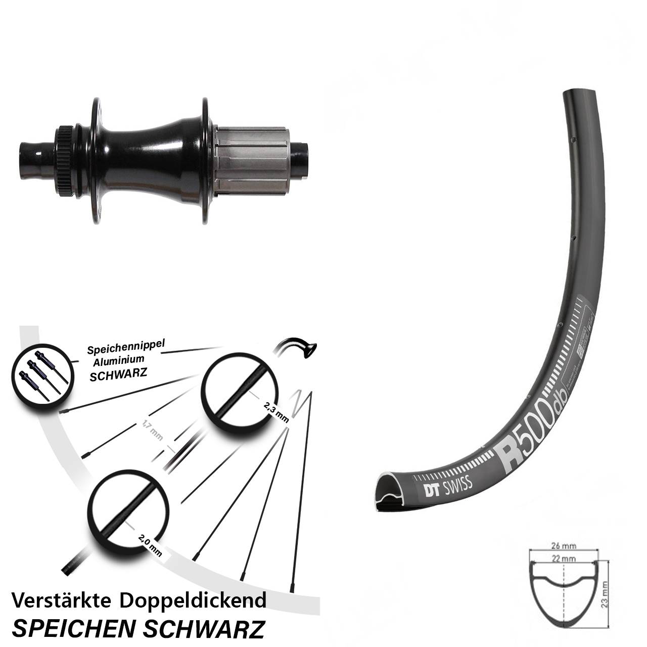 Centerlock Hinterrad 29 Zoll DT Swiss R 500 Formula CL-142S 8-11 fach HG 12x142