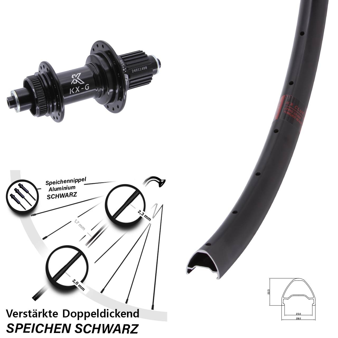 Hinterrad Centerlock QR 27,5 Zoll KX-G Clue Micro Spline