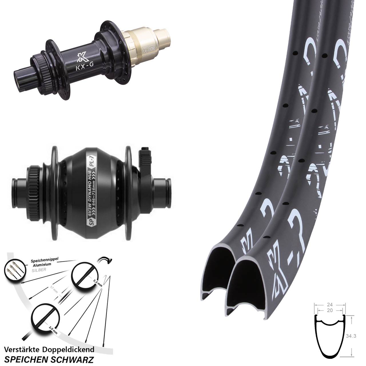 28 Zoll KX-GR Road Shutter Precision PL-7 Disc Laufradsatz 12x100/142 XDR