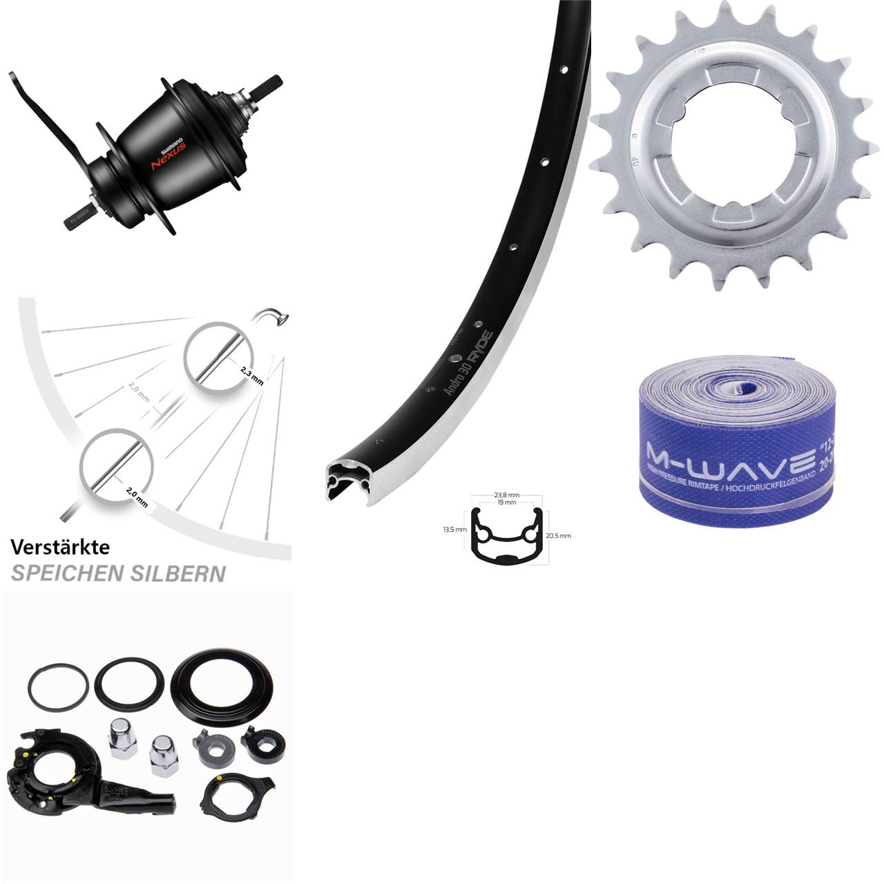 26 Zoll Hinterrad Ryde Andra 30 Shimano SGC3001-7-Gang