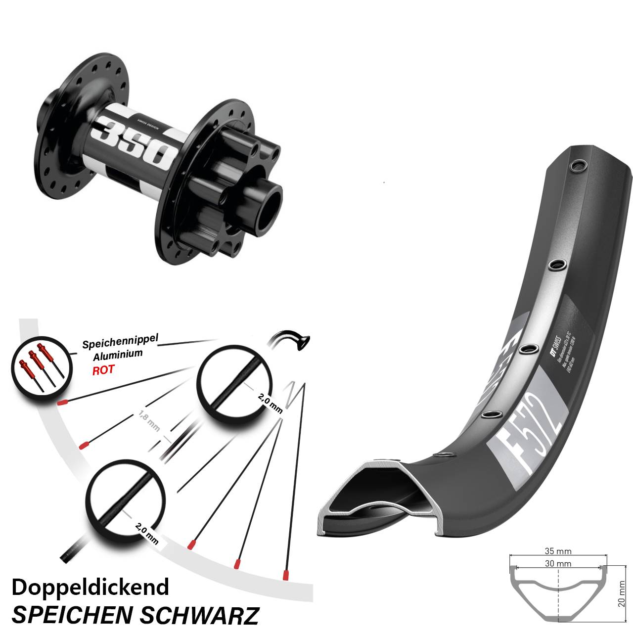 Disc Laufrad 27,5 Zoll DT Swiss F 572 DT Swiss 350 15x110 Boost