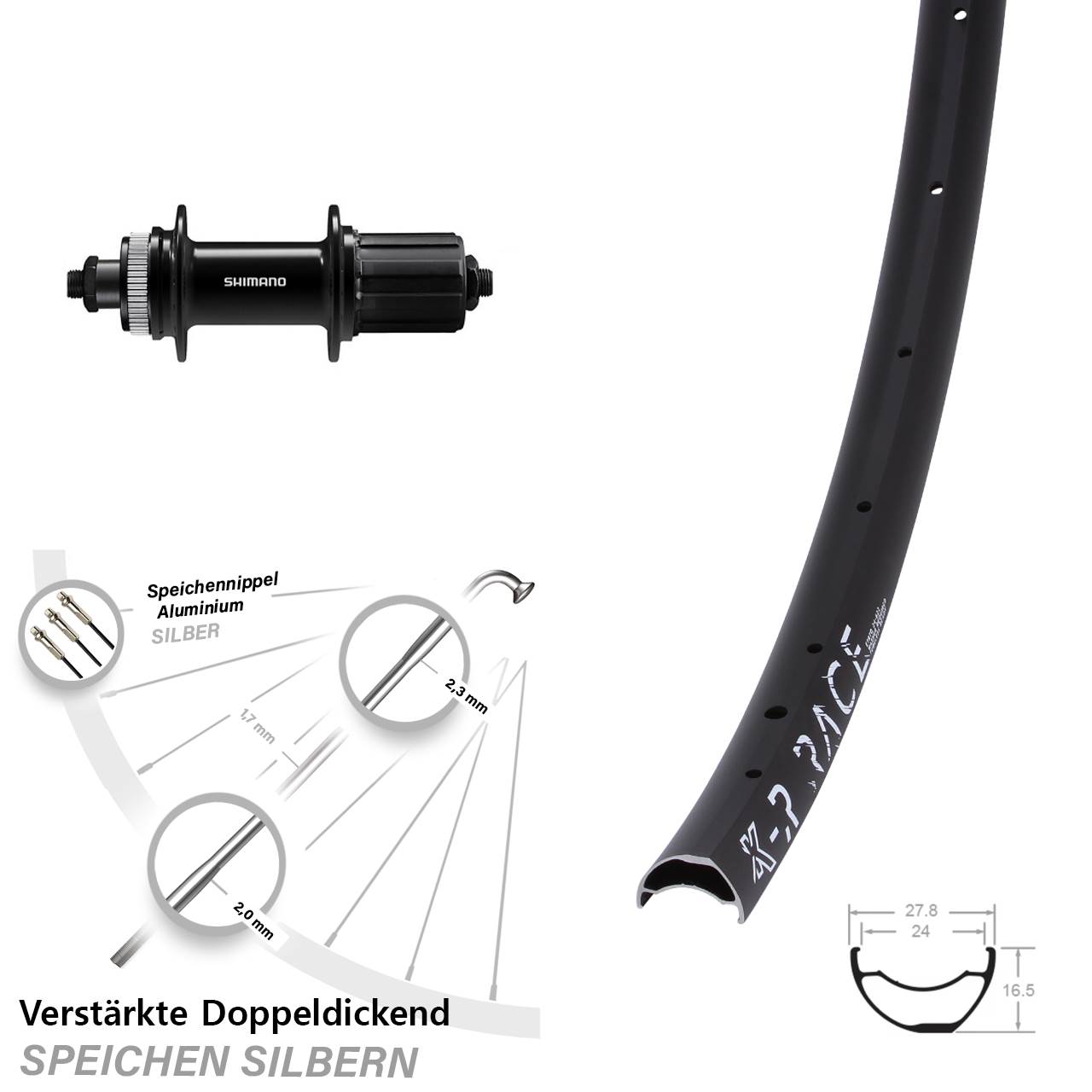Disc Laufrad QR 29 Zoll KX-R Race Shimano FH-QC400 8-11 fach HG