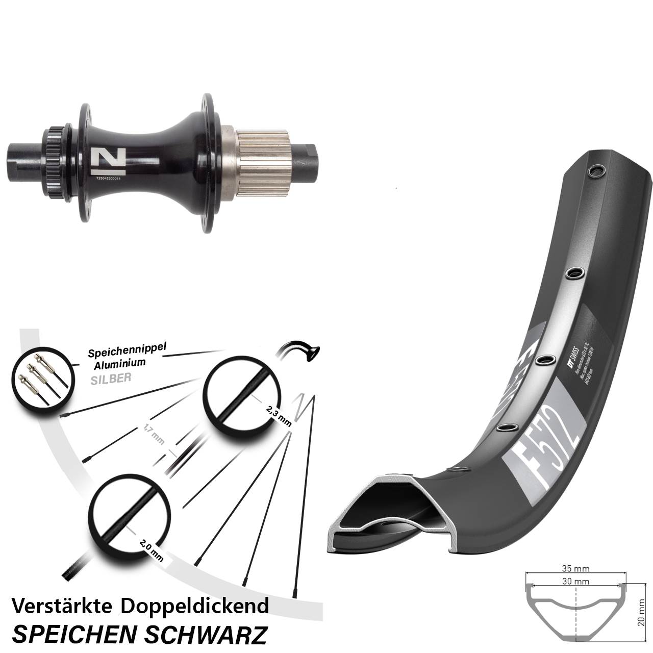 Hinterrad Centerlock 12x148 27,5 Zoll DT Swiss F 572 Novatec D462 Micro Spline