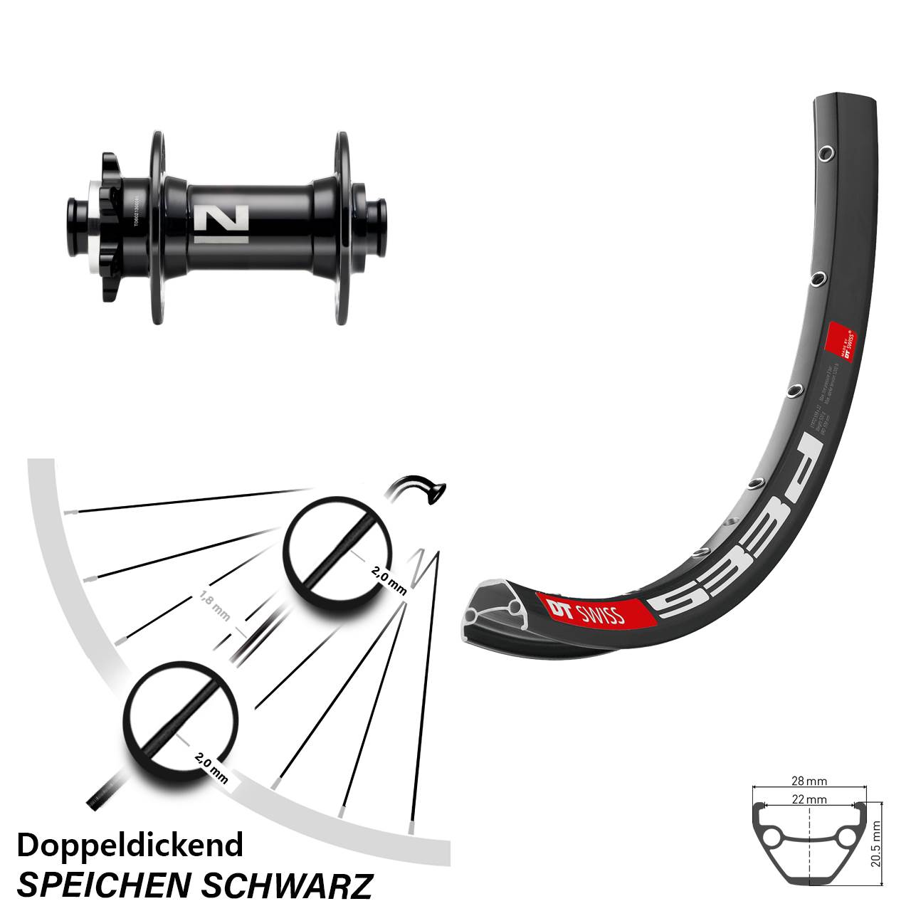 Boost Vorderrad 6-Loch 15x110 28 Zoll DT Swiss 533d Novatec D041