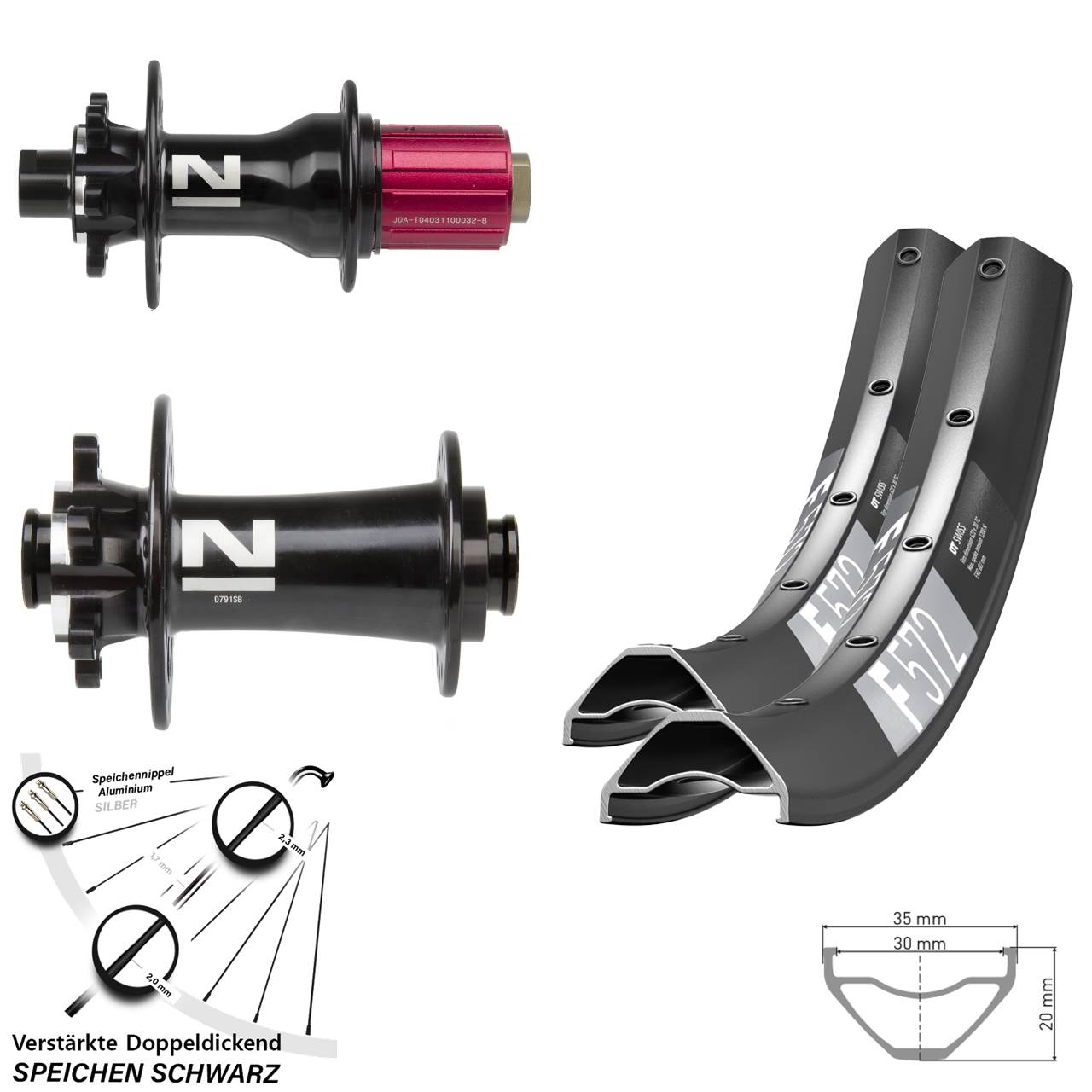 6-Loch Laufradsatz 29 Zoll DT Swiss F572 Novatec D791 D792 8-12 fach HG 15x100 12x142