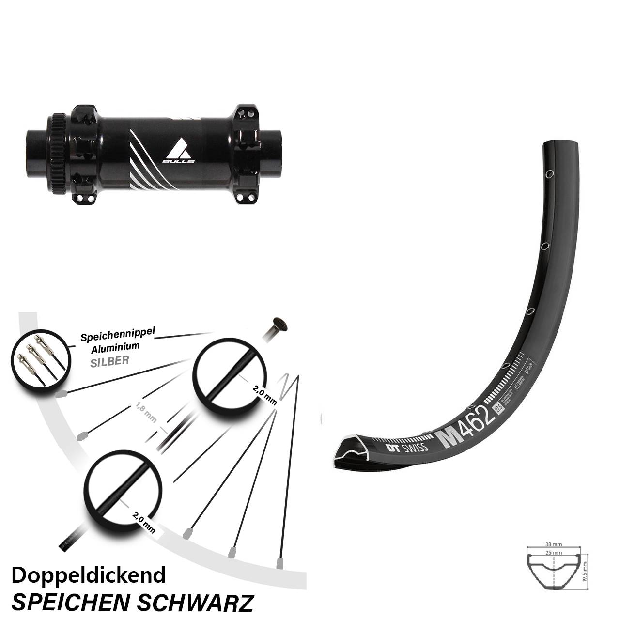 DT Swiss M 462 Vorderrad 29 Zoll mit Formula TC-711 Bulls Boost Straightpull 15x110 mm