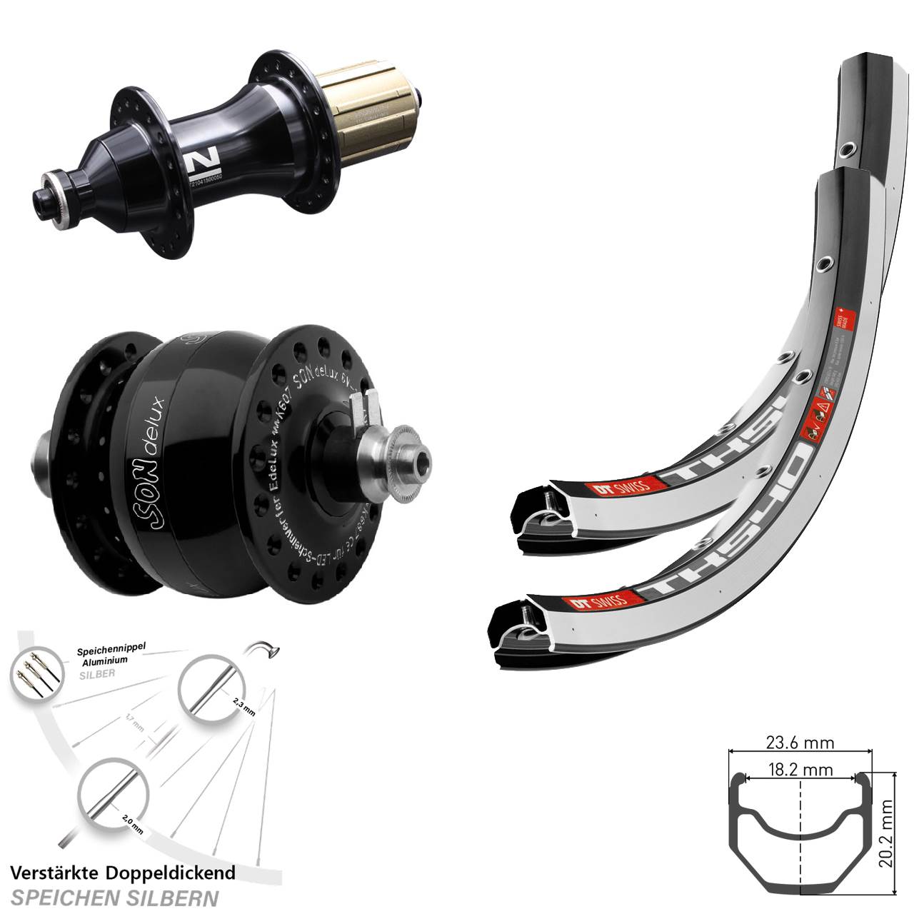 Laufradsatz 28 Zoll DT Swiss TK540 Novatec F162SB SONdelux 8-12 fach HG für Schnellspanner