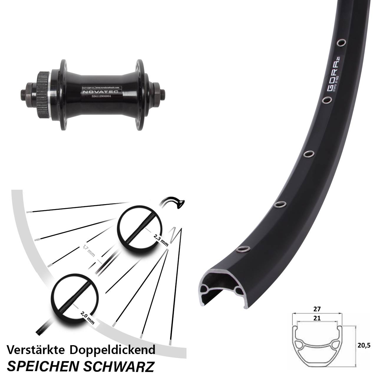 Disc Vorderrad für Schnellspanner 28 Zoll Gora 21 Novatec D471