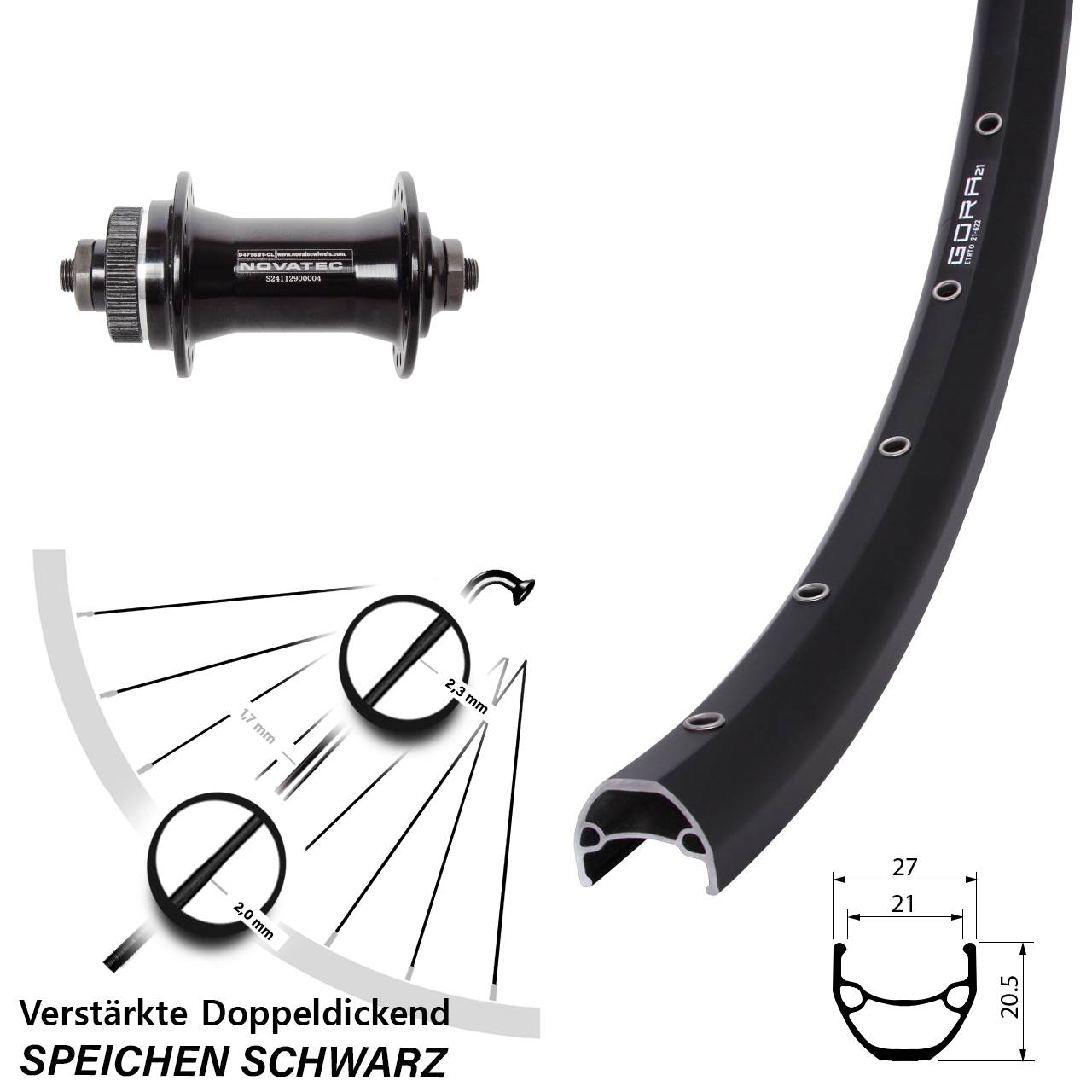 Disc Vorderrad für Schnellspanner 28 Zoll Gora 21 Novatec D471