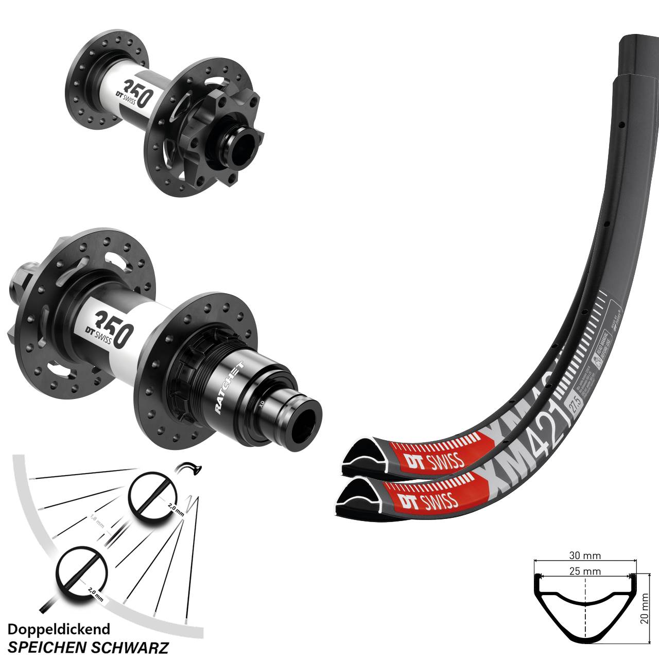 Laufradsatz 6-Loch 29 Zoll DT Swiss XM 421 350 XD 15x100 12x142