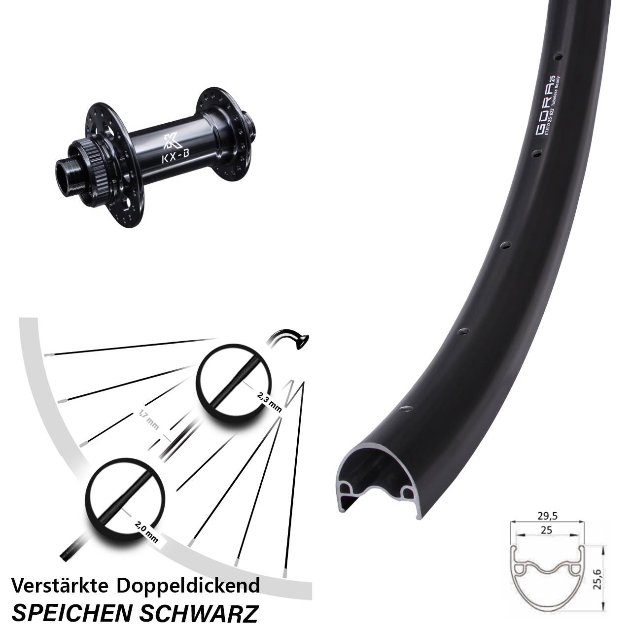 Centerlock Vorderrad 28-29 Zoll Gora 25 KX-B 15x110 Boost