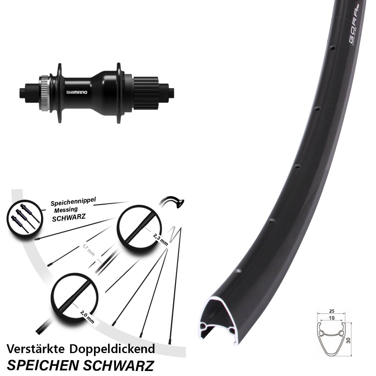 Gora Plus Shimano FH-QC500-MS 28 Zoll Hinterrad QR Micro Spline