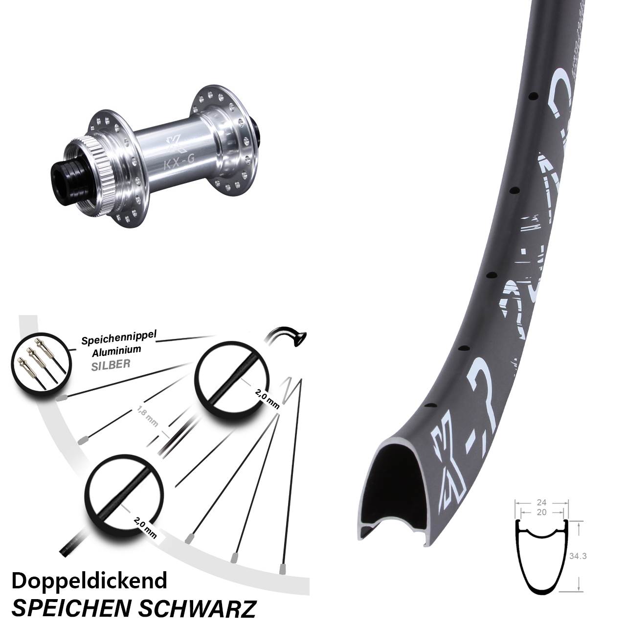 KX-GR Road 28 Zoll Centerlock Vorderrad 15x100