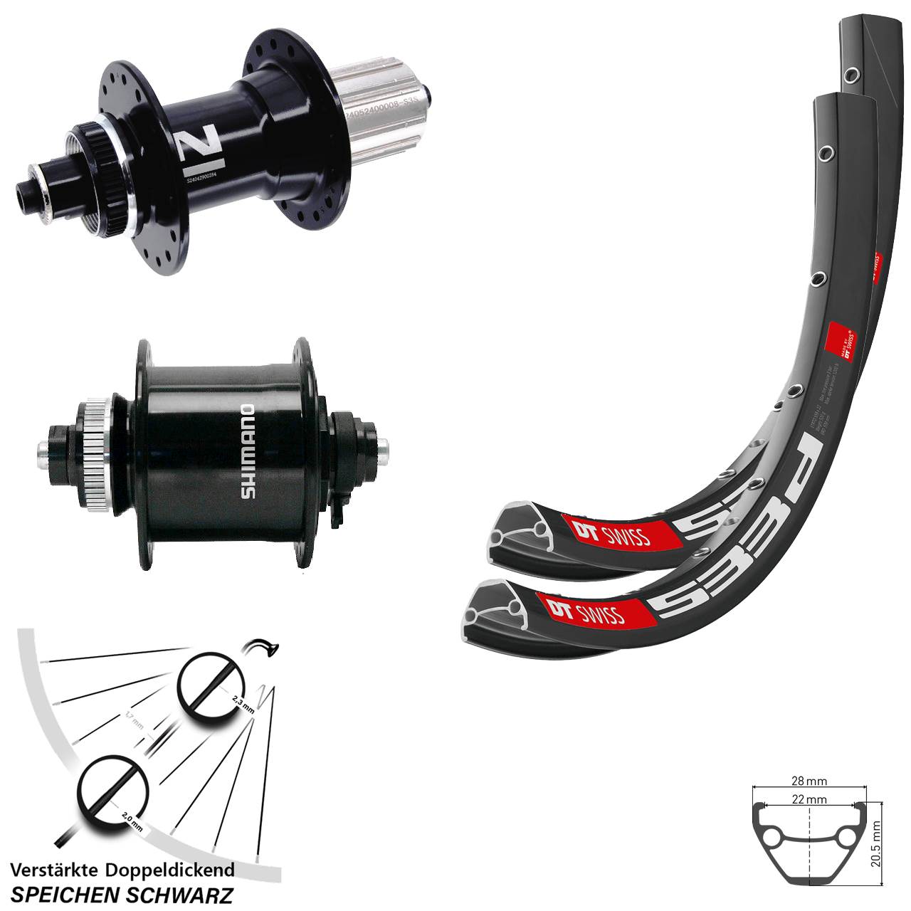 DT Swiss 533 D Novatec D042 Shimano DH-UR700 27,5 Zoll Centerlock Laufradsatz QR 8-12 fach