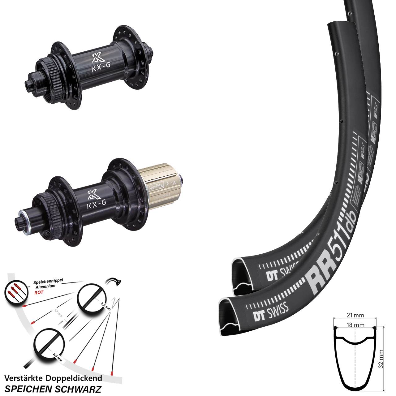 Disc Laufrad-Satz für Schnellspanner 28 Zoll DT Swiss RR 511 KX-G 8-12 fach HG