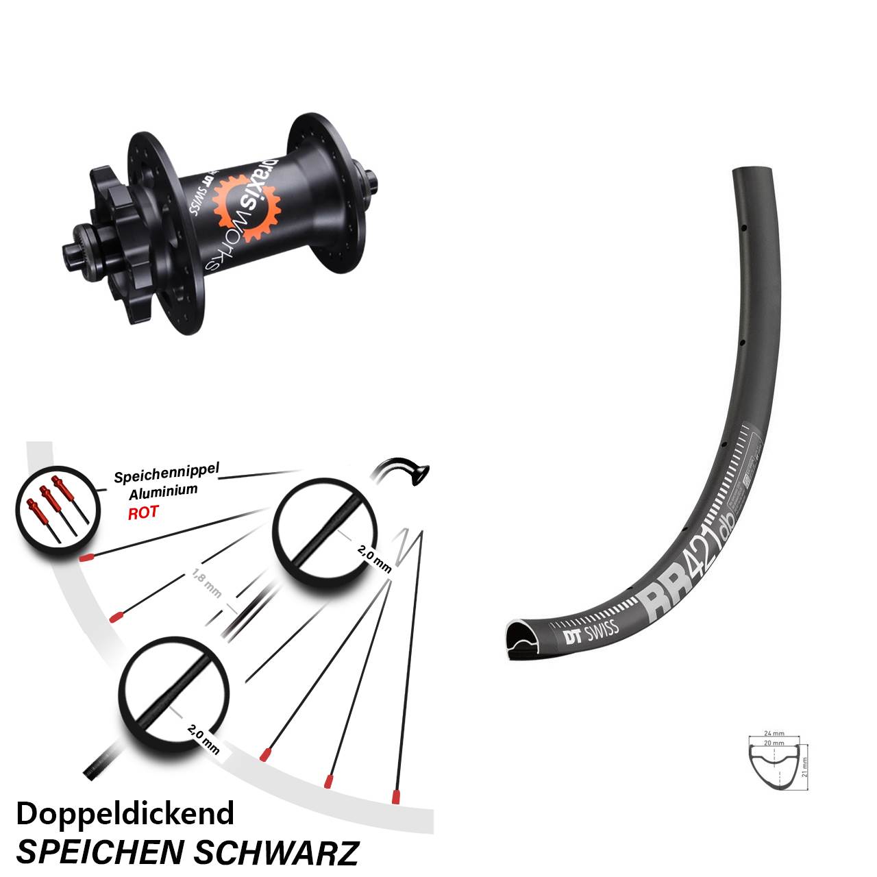 28 Zoll Vorderrad RR 421 DT Swiss 350 SL 6-loch Schnellspanner