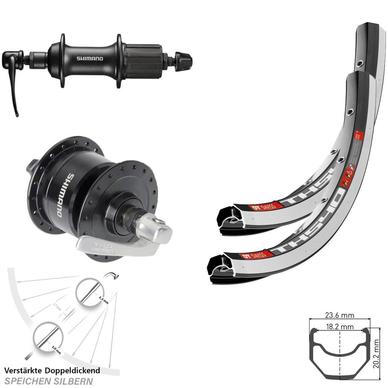 DT Swiss TK 540 Shimano DH-3N72 FH-T3000 28 Zoll Laufrad-Satz QR 8-11 fach HG