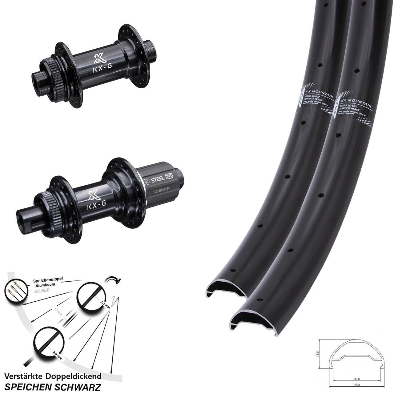 Laufradsatz 15x100 12x142 29 Zoll KX-GS Mountain Stahl Freilauf 8-12 fach