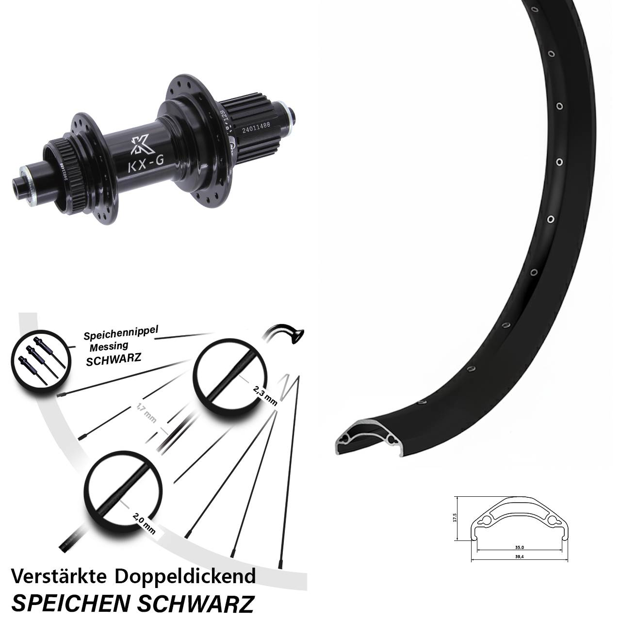 Hinterrad Centerlock QR 29 Zoll Ryde Disc 35 KX-G Shimano Micro Spline