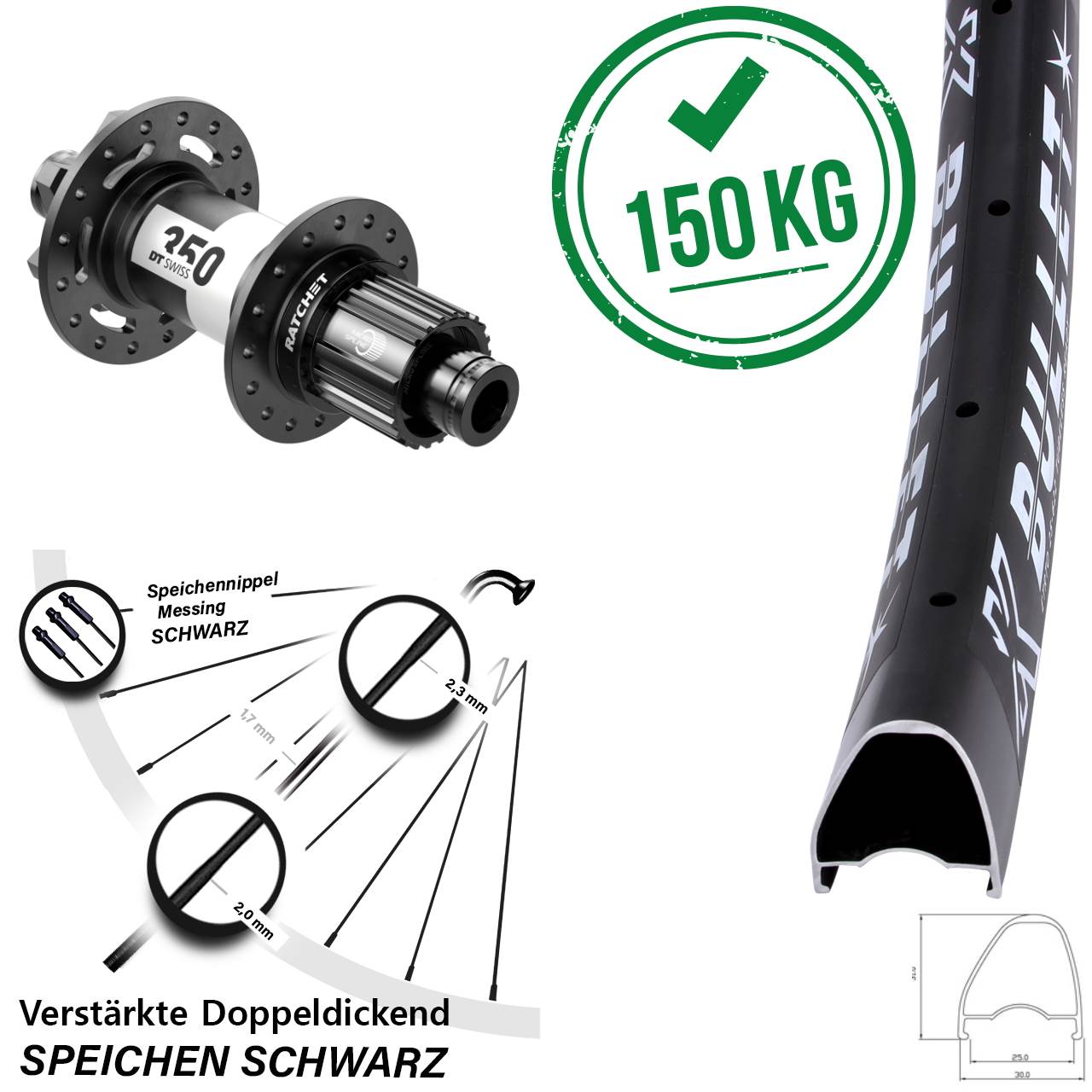 Disc Laufrad 28-29 Zoll KX Bullet OS DT Swiss 350 Micro Spline 12x148