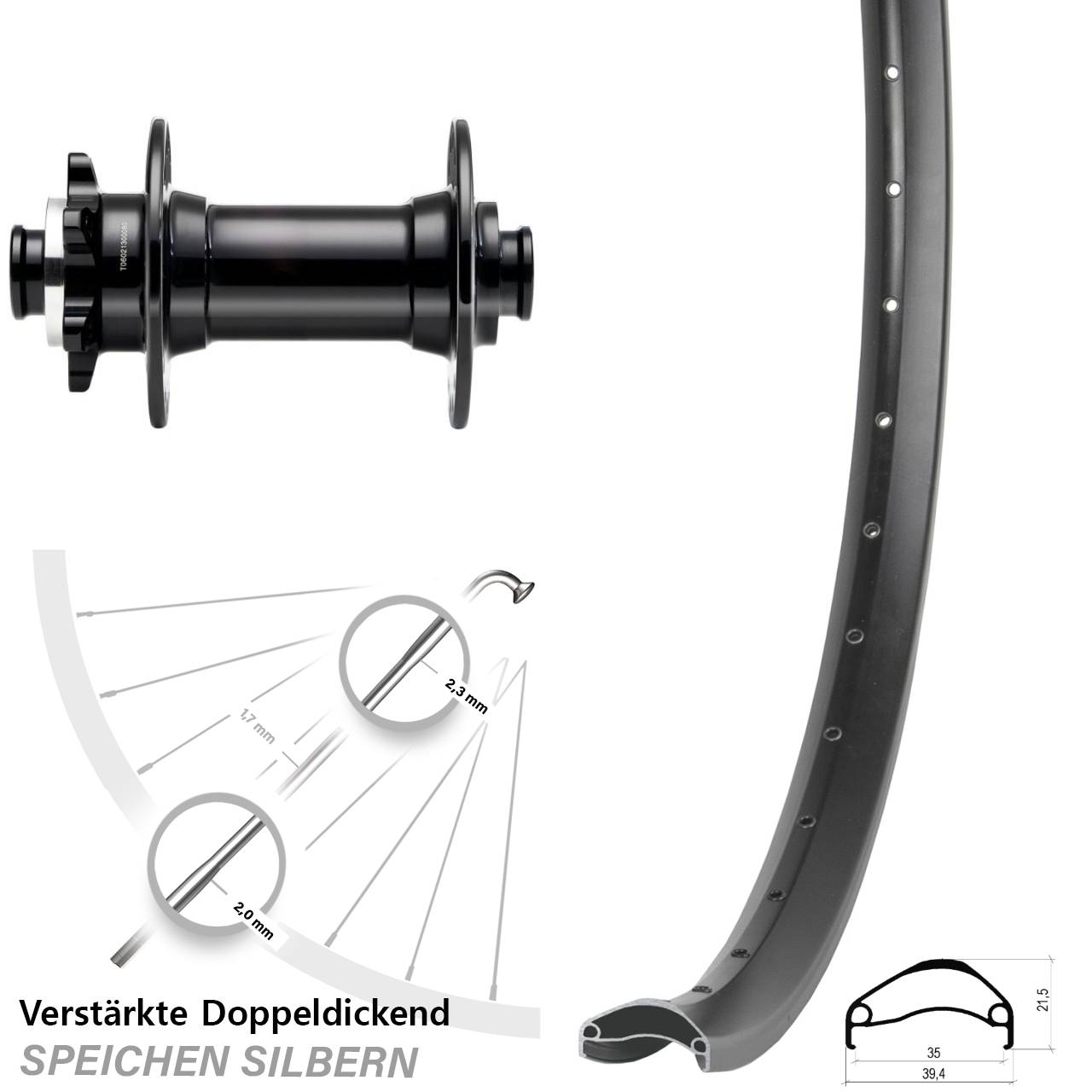 Vorderrad 6-Loch 29 Zoll Ambrosio E35 Novatec D341-B15 15x110 Boost