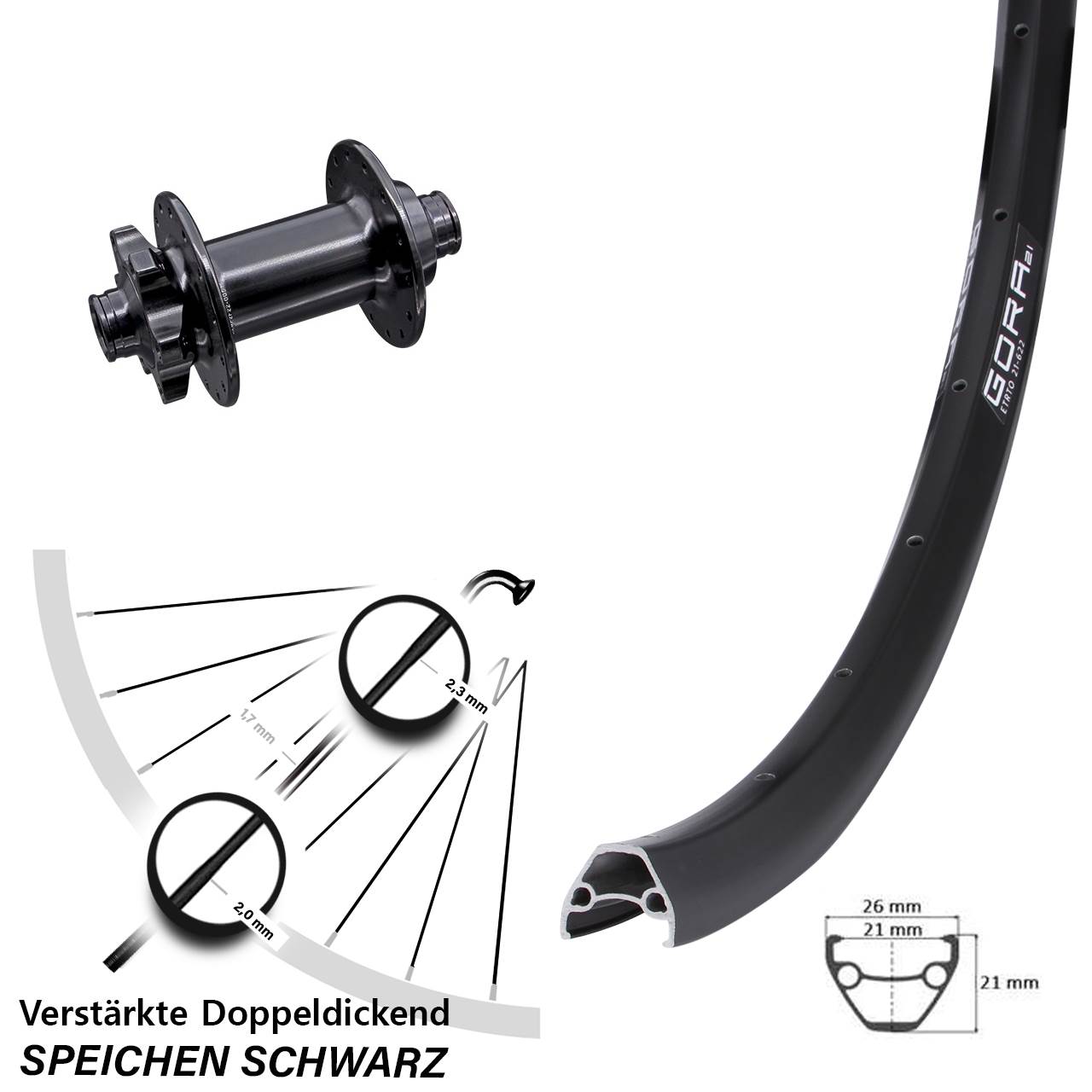 6-Loch Vorderrad 29 Zoll Gora 21 Aivee MP2 15x110 Boost