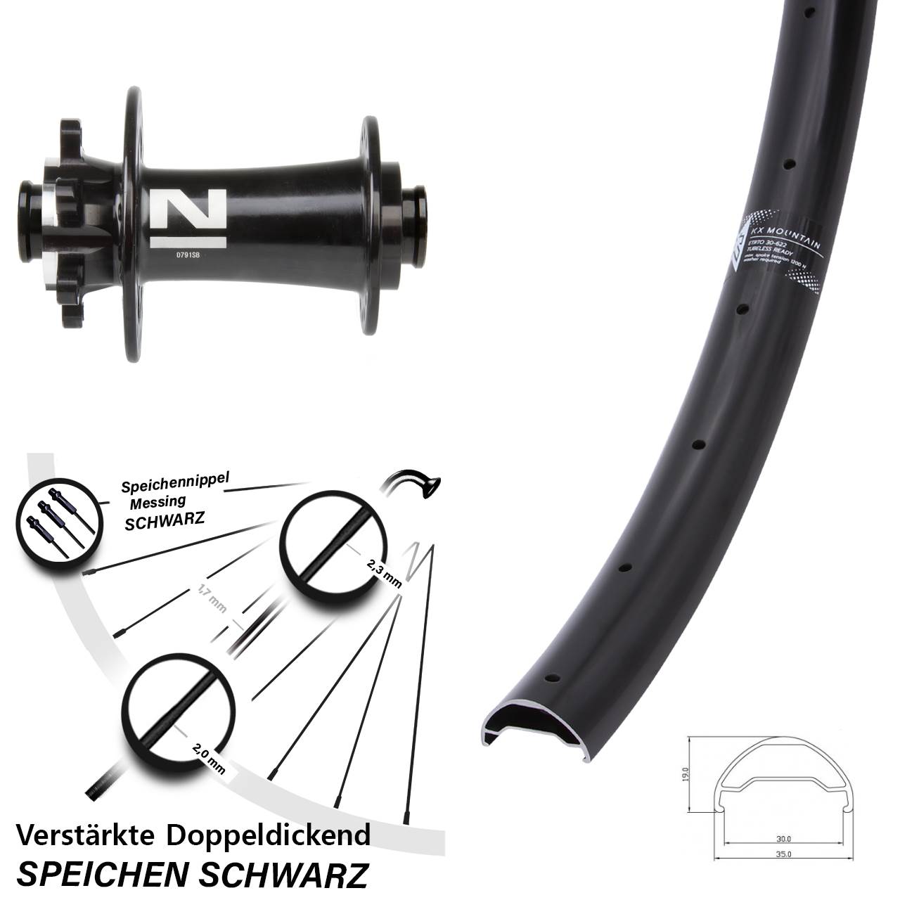 Vorderrad 6-Loch 29 Zoll KX Mountain TR Novatec D791 15x100