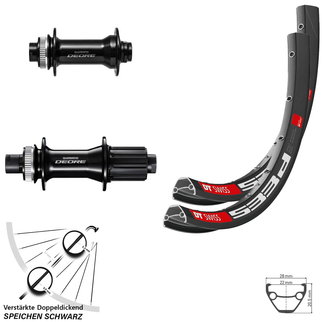 Disc Laufrad-Satz 27,5 Zoll DT Swiss 533d Shimano Deore 8-11 fach HG 15x110 12x148 Boost