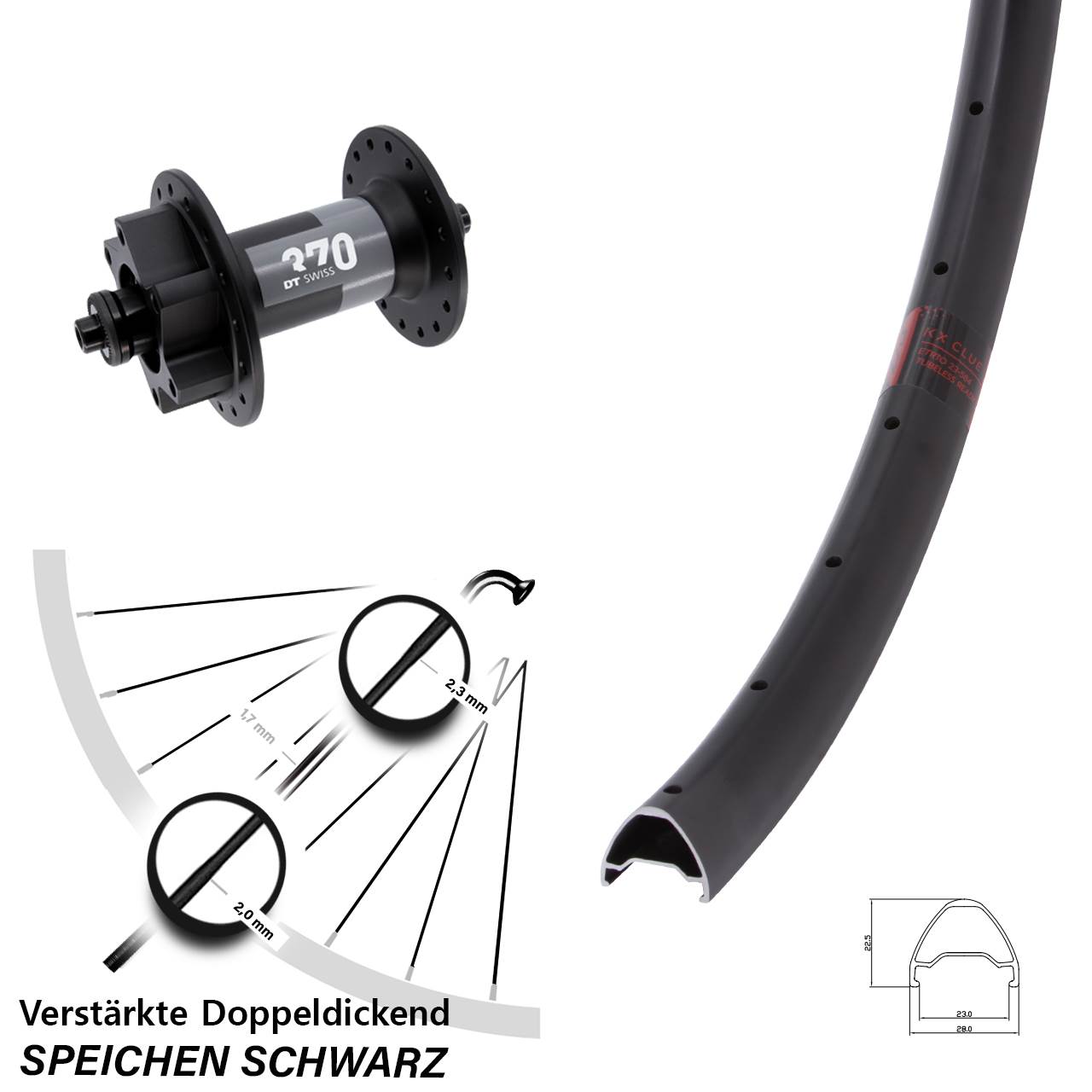 KX Clue DT Swiss 370 650B Disc Vorderrad für Schnellspanner