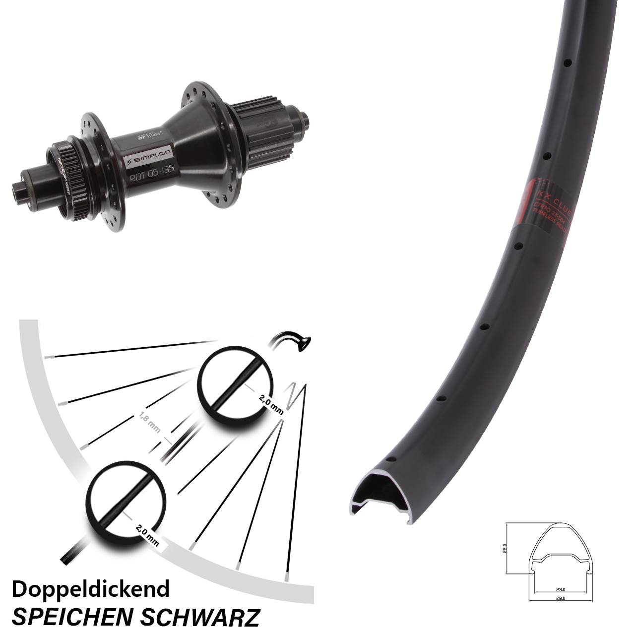 Hinterrad 27,5 Zoll KX Clue DT Swiss 370 Hybrid Centerlock Micro Spline QR