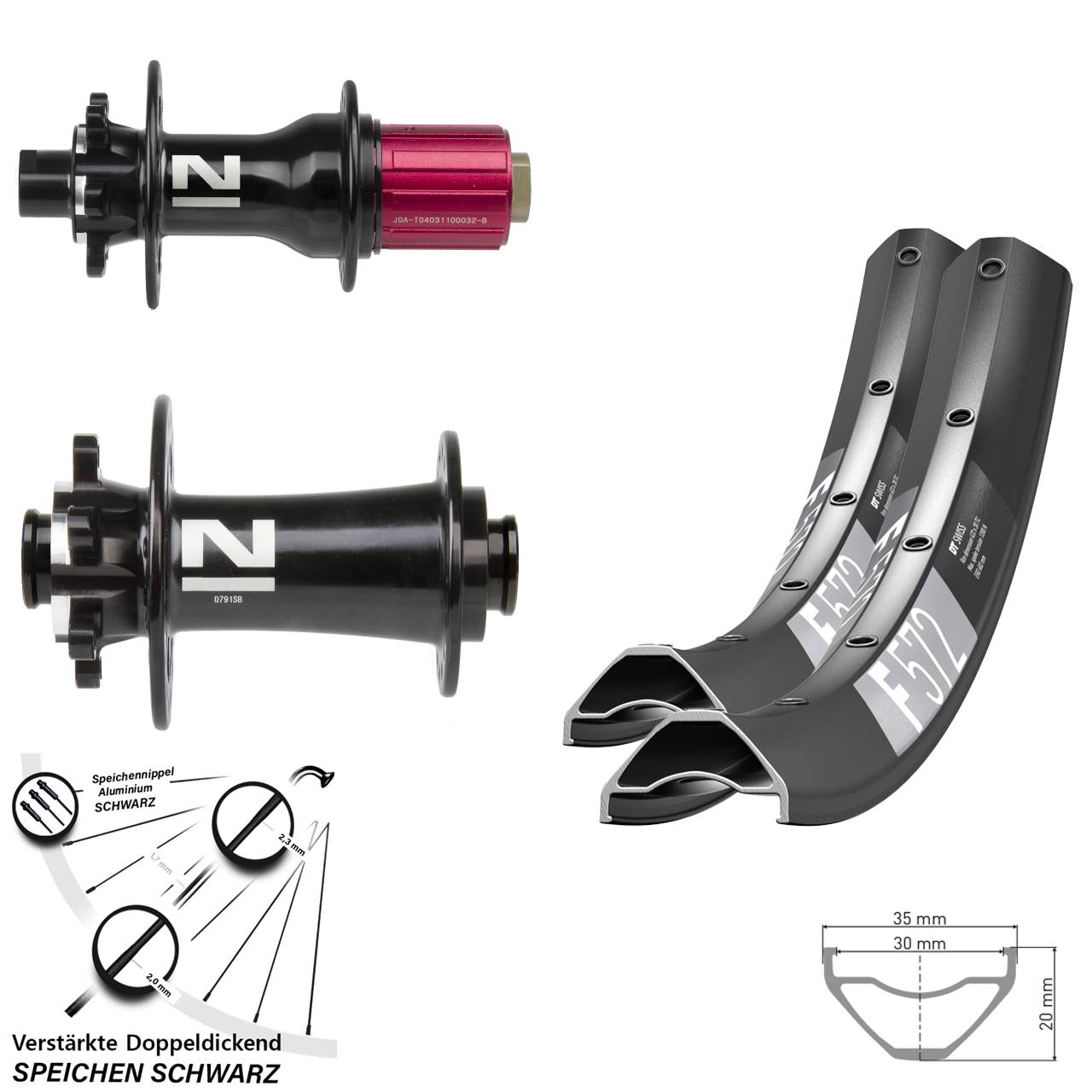 6-Loch Laufradsatz 29 Zoll DT Swiss F572 Novatec D791 D792 8-12 fach HG 15x100 12x142