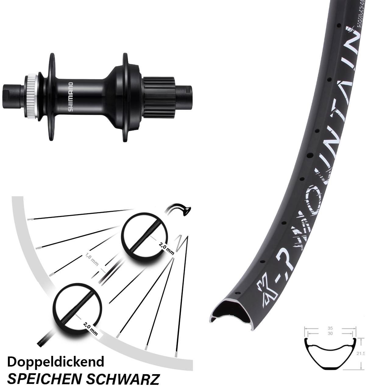 Disc Laufrad 29 Zoll KX-R Mountain Shimano FH-MT510B Micro Spline 12x148