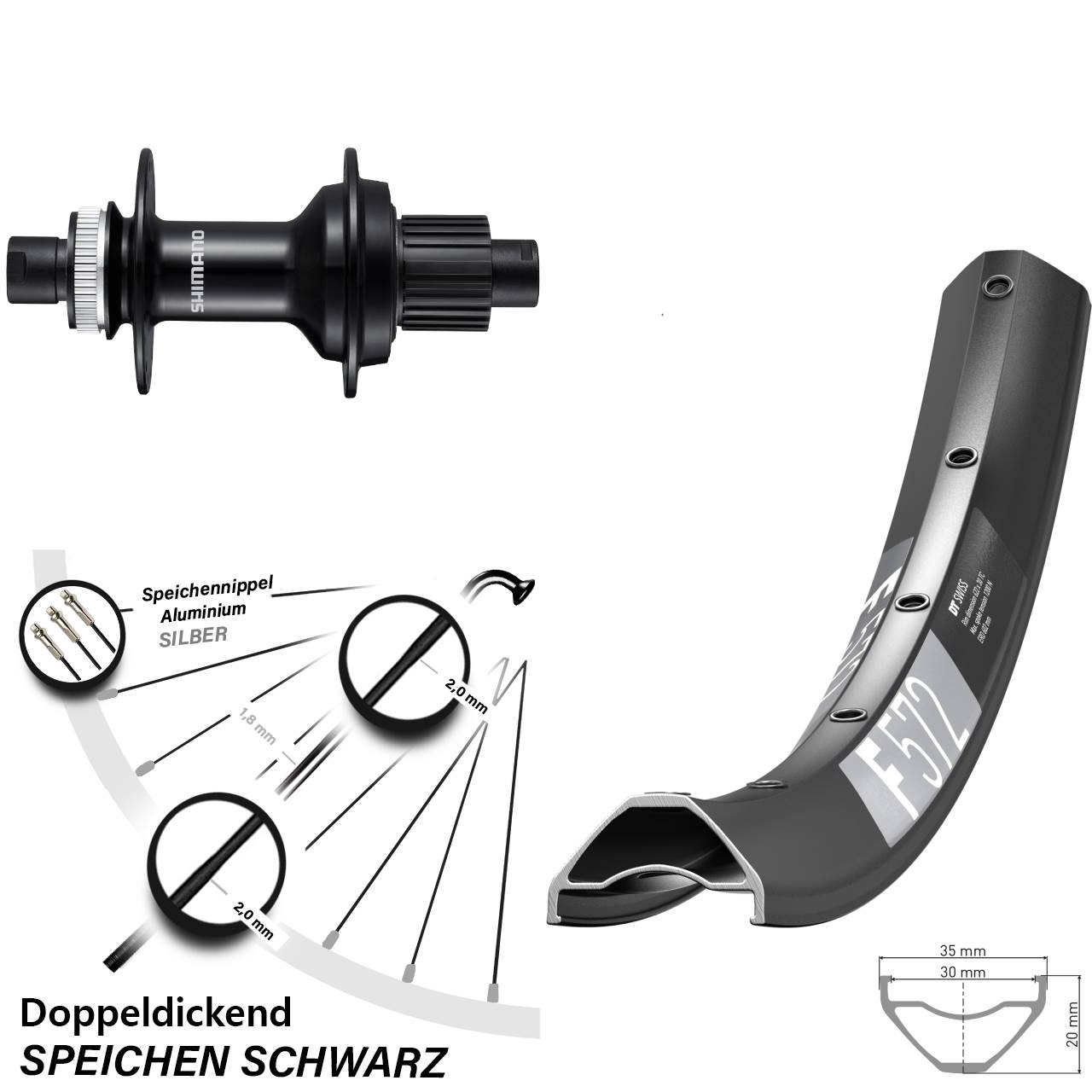 DT Swiss F572 Shimano FH-MT510-B 29 Zoll Centerlock Hinterrad 12x148 Micro Spline