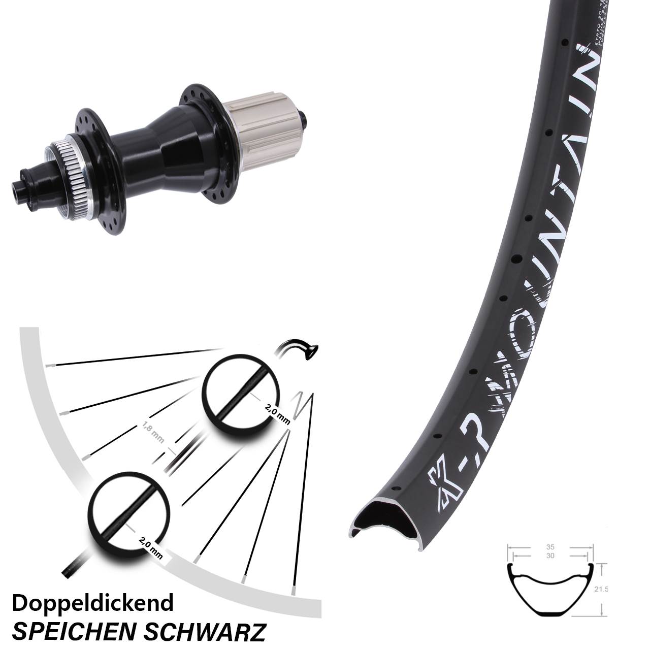 27,5 Zoll Hinterrad R Mountain Novatec 8-12 fach