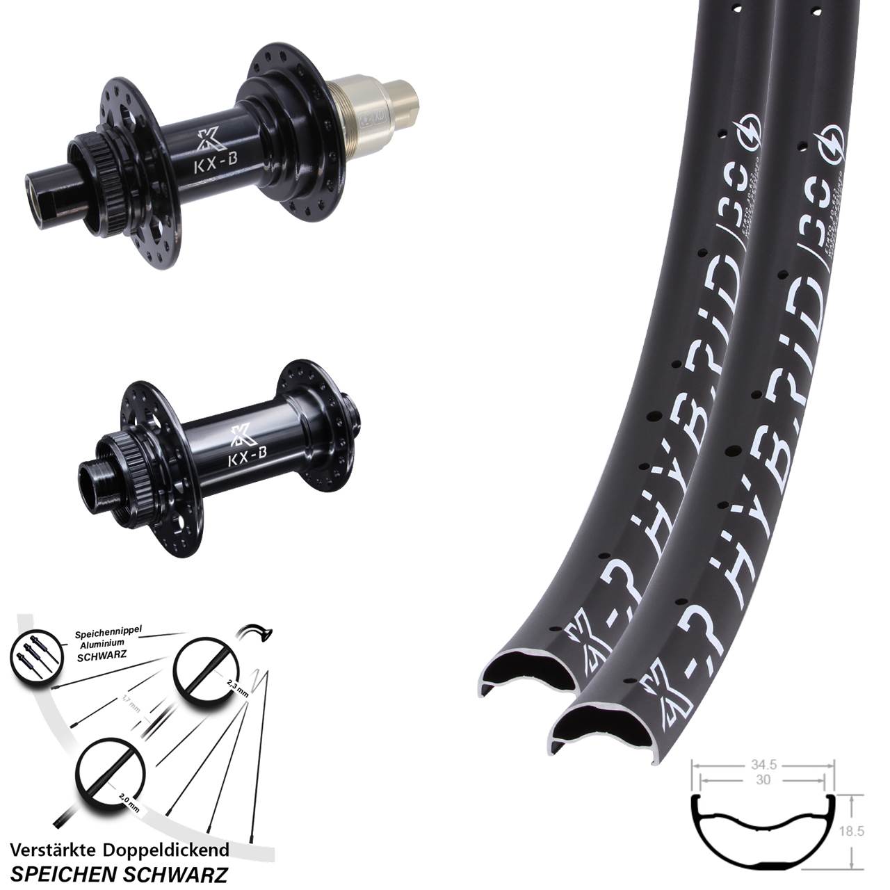 Disc Laufrad-Satz 15x110 12x148 29 Zoll KX-BR Hybrid 30 SRAM XD