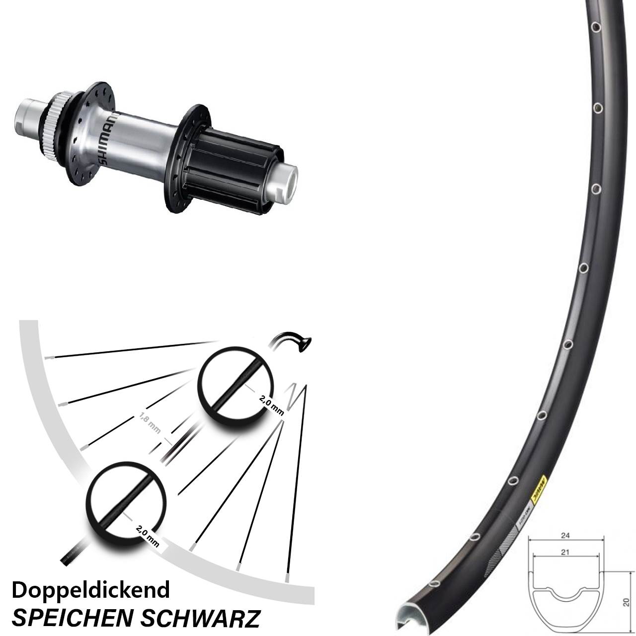 Disc Laufrad 12x142 29 Zoll Mavic XC621 Shimano FH-RS770 8-12 fach