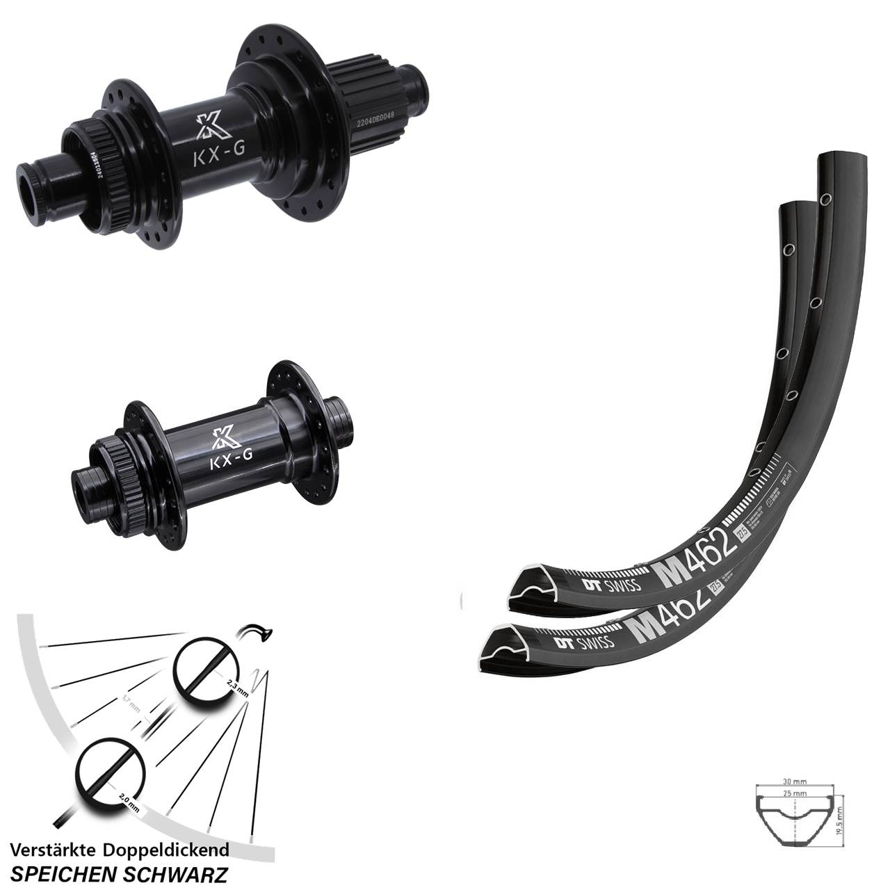 Disc Laufrad-Satz 15x100 12x142 650B DT Swiss M 462 KX-GS verstärkt Micro Spline