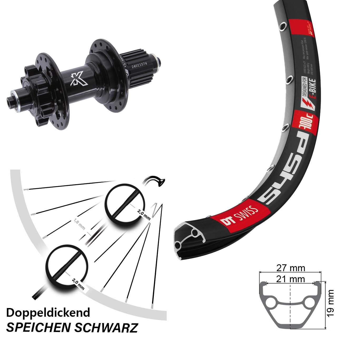 Disc Laufrad QR 26 Zoll DT Swiss 545d KX-M Shimano Micro Spline