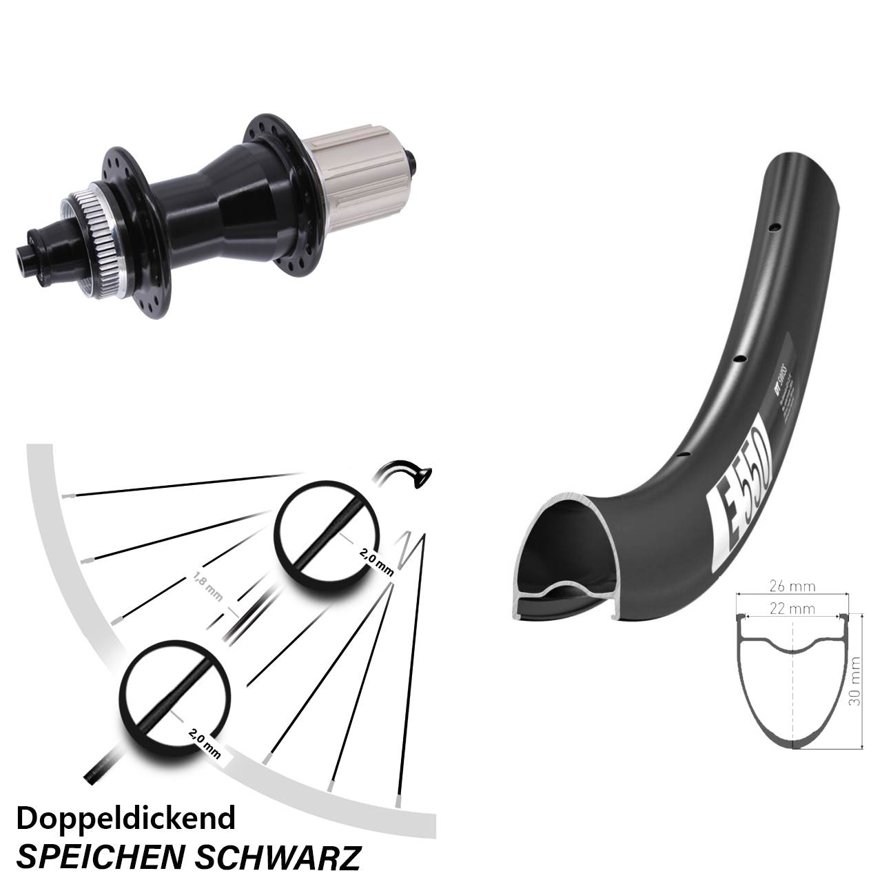 DT Swiss E550 Novatec CL-135 28 Zoll Disc Hinterrad für Schnellspanner 8-12 fach