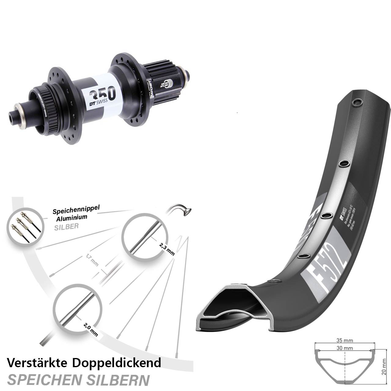 DT Swiss F 572-350 Ratchet 36 29 Zoll Centerlock Hinterrad QR Shimano Micro Spline